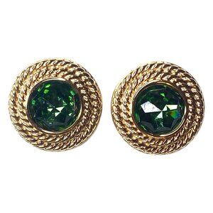 S.A.L. Women's Gold Toned & Green Clip-On Earrings